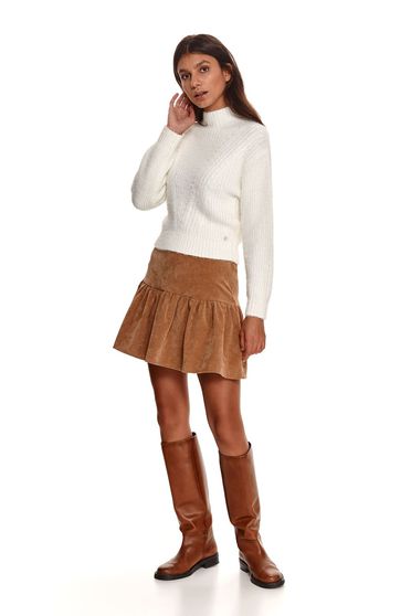 Sweaters, White sweater loose fit knitted with turtle neck - StarShinerS.com