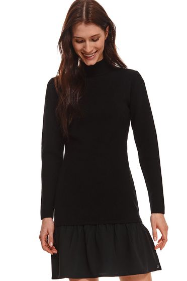 Knitwear dresses, Black dress knitted cloche with turtle neck - StarShinerS.com