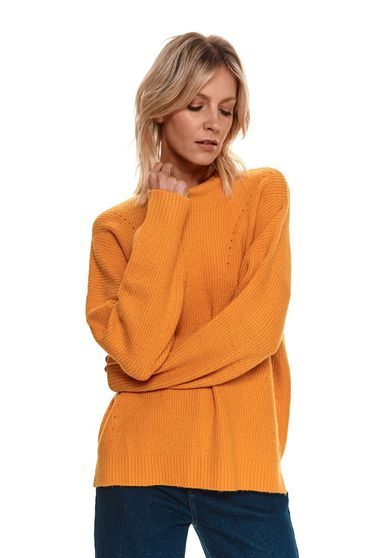Pulover tricotat portocaliu cu croi larg - Top Secret