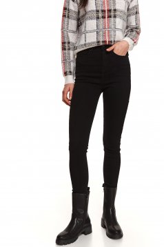 Black trousers denim conical high waisted with pockets
