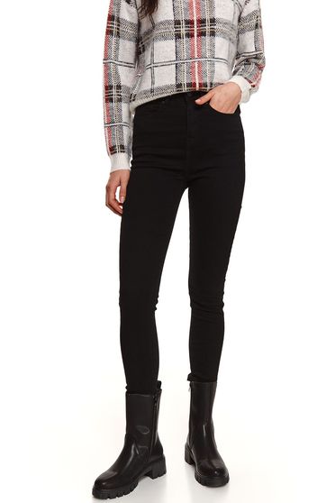 Trousers, Black trousers denim conical high waisted with pockets - StarShinerS.com