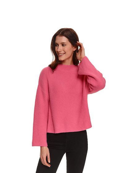 Pulover tricotat roz cu croi larg - Top Secret