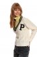 Cream sweater knitted with v-neckline loose fit 2 - StarShinerS.com