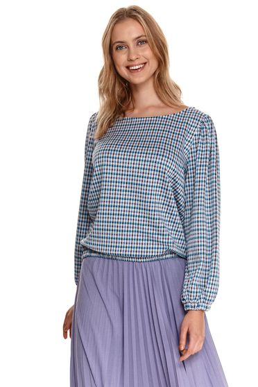 Casual Blouses, Blue women`s blouse loose fit georgette with chequers - StarShinerS.com