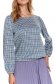 Blue women`s blouse loose fit georgette with chequers 5 - StarShinerS.com