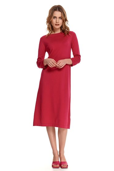 Pink dress midi from elastic fabric a-line