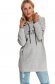 Lightgrey women`s blouse cotton loose fit with undetachable hood 1 - StarShinerS.com