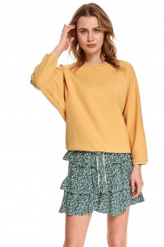 Yellow women`s blouse large sleeves cotton