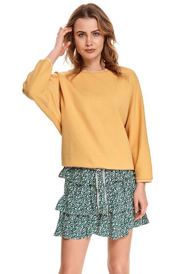 Yellow women`s blouse large sleeves cotton