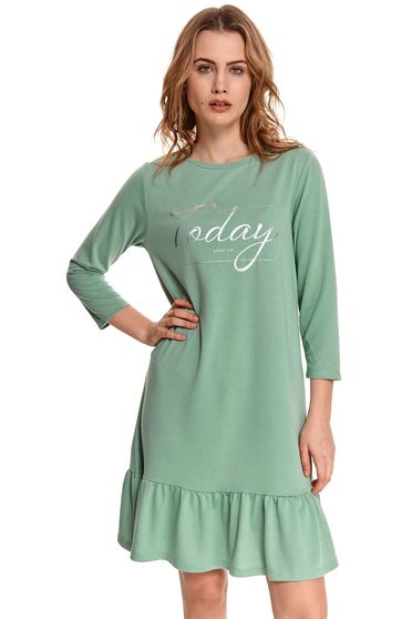 Rochie mint cu croi larg si volanas - Top Secret
