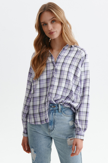 Shirts, Purple women`s shirt loose fit with chequers light material - StarShinerS.com