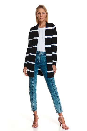 Black cardigan knitted with stripes