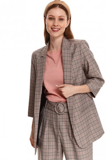 Brown jacket cloth with chequers loose fit