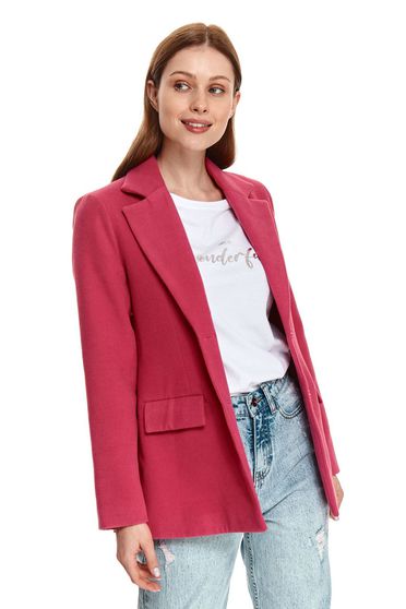 Paltoane dama online, marimea XL, Palton din stofa elastica roz cambrat captusit pe interior - Top Secret - StarShinerS.ro