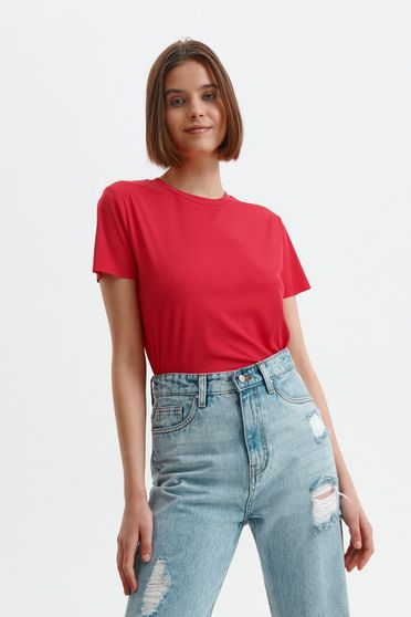 Blouses & Shirts, Pink t-shirt basic thin fabric neckline - StarShinerS.com