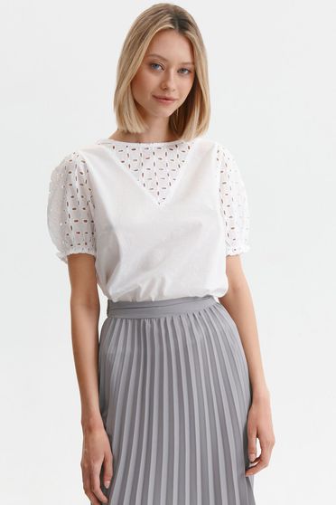 White women`s blouse loose fit cotton