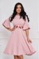 Rochie din stofa elastica roz prafuit midi in clos cu broderie florala unica - StarShinerS 2 - StarShinerS.ro