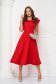 Red dress midi cloche elastic cloth with ruffled sleeves - StarShinerS 5 - StarShinerS.com