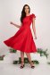 Red Elastic Fabric Dress with Ruffles on the Shoulder - StarShinerS 2 - StarShinerS.com