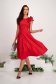 Red Elastic Fabric Dress with Ruffles on the Shoulder - StarShinerS 1 - StarShinerS.com