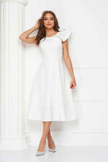 Civil wedding dresses, Ivory Elastic Fabric Dress in Clos with Ruffles on Shoulder - StarShinerS - StarShinerS.com