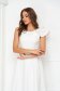 Ivory Elastic Fabric Dress in Clos with Ruffles on Shoulder - StarShinerS 3 - StarShinerS.com