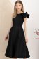 Rochie din stofa cu sclipici neagra midi in clos cu volanas pe umar - StarShinerS 2 - StarShinerS.ro