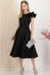 Rochie din stofa cu sclipici neagra midi in clos cu volanas pe umar - StarShinerS 1 - StarShinerS.ro