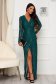 Long Green Sequin Pencil Dress with Wrap Neckline - StarShinerS 1 - StarShinerS.com