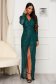Long Green Sequin Pencil Dress with Wrap Neckline - StarShinerS 3 - StarShinerS.com