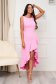 - StarShinerS pink dress elastic cloth asymmetrical pencil with ruffle details 1 - StarShinerS.com