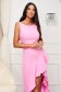 - StarShinerS pink dress elastic cloth asymmetrical pencil with ruffle details 4 - StarShinerS.com