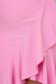 Rochie din stofa elastica roz asimetrica tip creion cu volanase - StarShinerS 4 - StarShinerS.ro