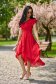 - StarShinerS red dress cloche asymmetrical from veil fabric midi with ruffled sleeves 5 - StarShinerS.com