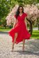 - StarShinerS red dress cloche asymmetrical from veil fabric midi with ruffled sleeves 1 - StarShinerS.com