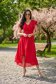 - StarShinerS red dress cloche asymmetrical from veil fabric midi with ruffled sleeves 3 - StarShinerS.com