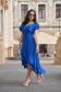 - StarShinerS blue dress cloche asymmetrical from veil fabric midi with ruffled sleeves 4 - StarShinerS.com