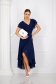 Rochie din voal bleumarin midi asimetrica in clos cu volanase pe linia decolteului - StarShinerS 5 - StarShinerS.ro