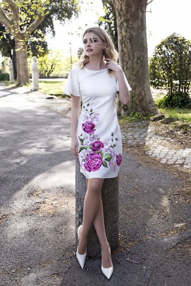 A-line dresses, - StarShinerS dress slightly elastic fabric with butterfly sleeves with floral print - StarShinerS.com