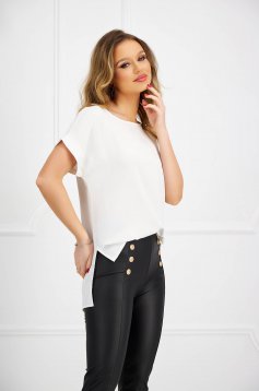 Ivory top shirt asymmetrical from veil fabric - StarShinerS