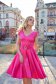 - StarShinerS fuchsia dress midi cloche from satin accessorized with tied waistband 3 - StarShinerS.com