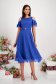 Blue Midi Veil Dress in A-Line with Glitter Applications - StarShinerS 5 - StarShinerS.com