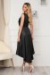 Black Satin Midi Asymmetrical Dress with Floral Embroidery - StarShinerS 2 - StarShinerS.com