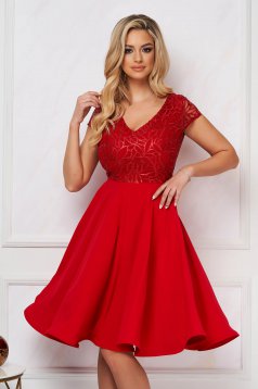 Occasional StarShinerS red cloche dress from satin fabric texture with sequin embellished details
