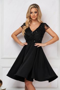 Occasional StarShinerS black cloche dress from satin fabric texture with sequin embellished details