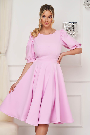 StarShinerS pink dress elegant midi cloche elastic cloth v back neckline