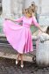 Pink dress midi cloche elastic cloth v back neckline - StarShinerS 2 - StarShinerS.com