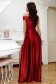 Burgundy dress long cloche slit naked shoulders taffeta 2 - StarShinerS.com