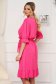 Rochie din georgette roz scurta in clos cu elastic in talie si cordon detasabil - Lady Pandora 4 - StarShinerS.ro
