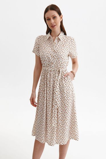 Beige dresses, Cream dress casual cloche with elastic waist midi thin fabric - StarShinerS.com
